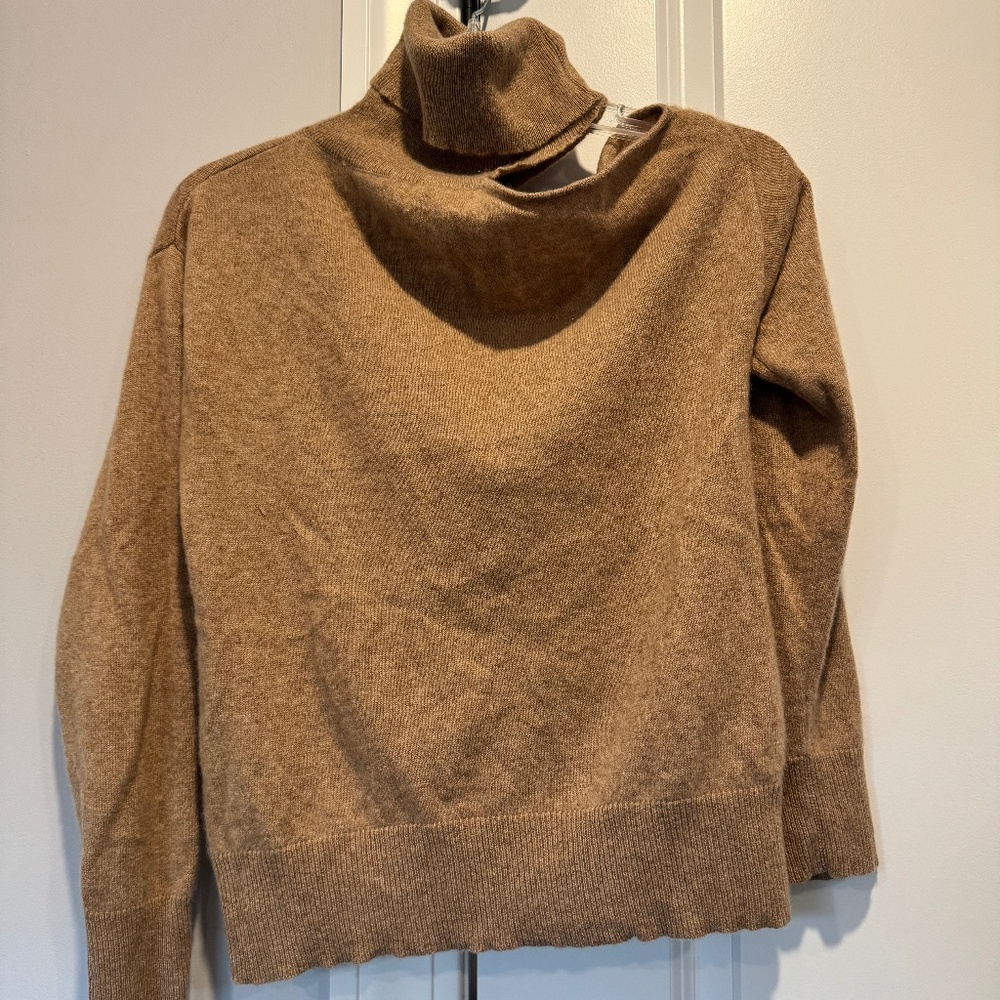 Charter Club Cashmere One Shoulder Camel Sweater - size medium